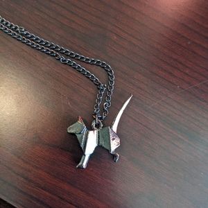 3D origami cat necklace